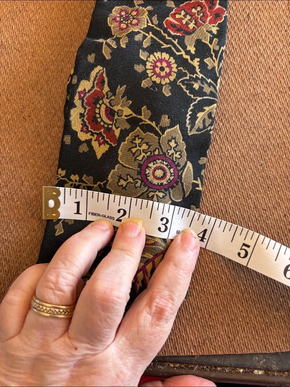 Bugatti Black Tie with Gold and Red Floral Motif